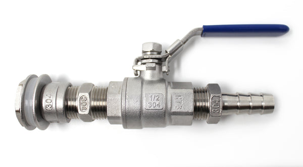 1/2" Female Stainless Steel Ball Valve with Weldless Bulkhead Barb Hose