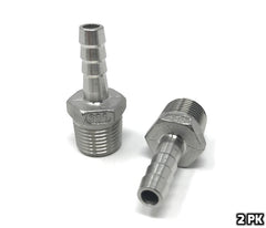 3/8" Barb Hose to 1/2" NPT Threads (304 S/S) - 2 PK